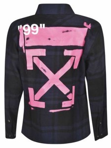 off white stencil flannel