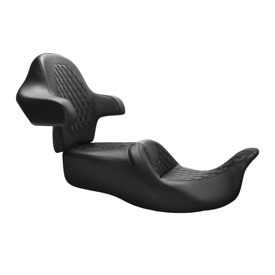 Asiento y respaldo de pasajero de conductor negro apto para Harley Touring Tri Glide 14-2023 Foto 4 de 4