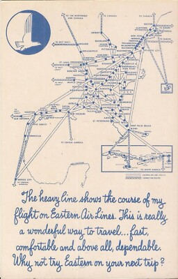 ADVERTISING - Eastern Airlines Route MAP - TRAVEL
