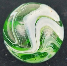 Akro Agate Emerald Green Shooter Slag Swirl Vintage Marble HTF .83 NM
