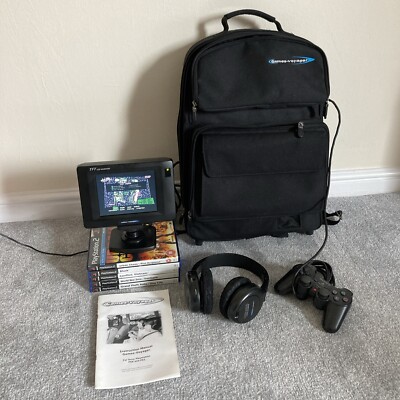 PS2 Konsole Paket Spiele Voyager tragbar/im Auto Reise Rucksack mit LCD Bildschirm