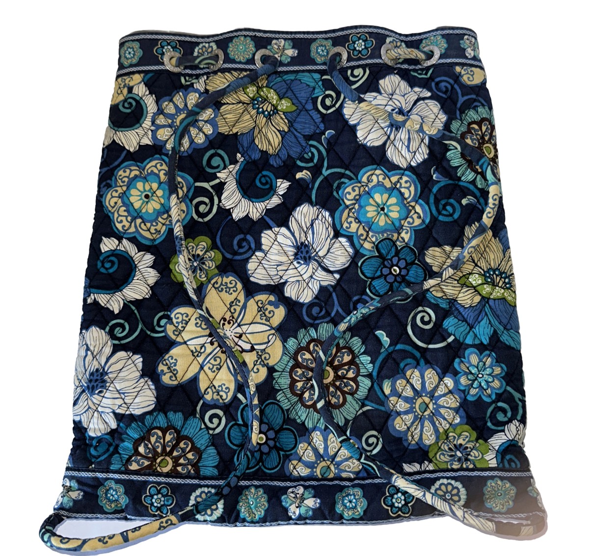 Vera Bradley Backpack Bag Large Mod Blue Floral 100% Quilted  display picture 2