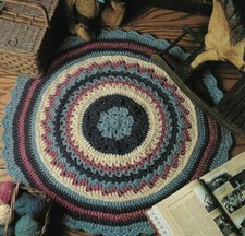 NEW FLOOR FASHION RUG 36" HOME DECOR VANNA'S CLUB CROCHET PATTERN INSTRUCTIONS