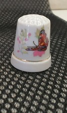 Butterfly Ceramic Thimble 3cm tall Gilt Trim