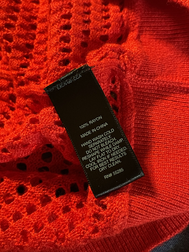 Express Damen Langarm Fischernetz Top rot durchsichtig Netz Small Petite - Bild 5 von 5