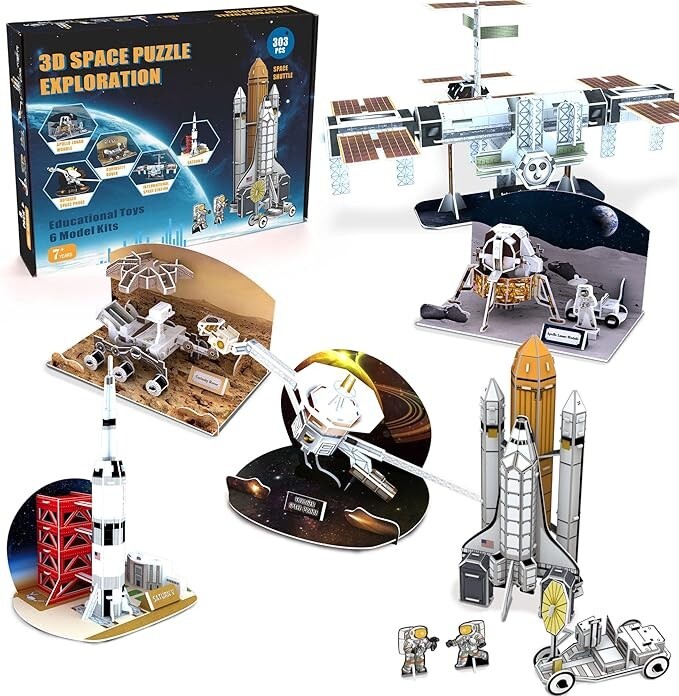 Rompecabezas espaciales 3D modelos construibles astronauta astronomía NASA cohete educativo