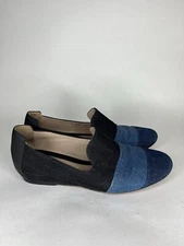 10 Crosby Derek Lam Shoes Flats Slip Ons Women Size 6M Black Blue Denim