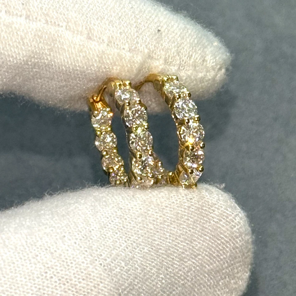 Pendientes de aro de moissanita VVS1 de 17 mm con certificación VVS1 de 2,20 CTW de plata 925 de oro de 14 quilates Foto 2 de 4