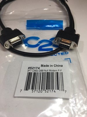 10 Pack - C2G 3ft CMG-Rated DB9 Low Profile Null Modem F-F Serial Cable 52174