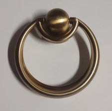 Repurposed FURNITURE Hardware Drawer Drop Ring Pull Campaign Gold 2-3/8"