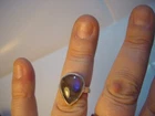 Vintage Solid thick Silver Ring - Stunning Large Natural Labradorite - Size N