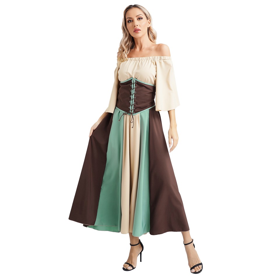 Women's Dresses Irish Outwear Medieval Maxi Outfit Trumpet Dress ...