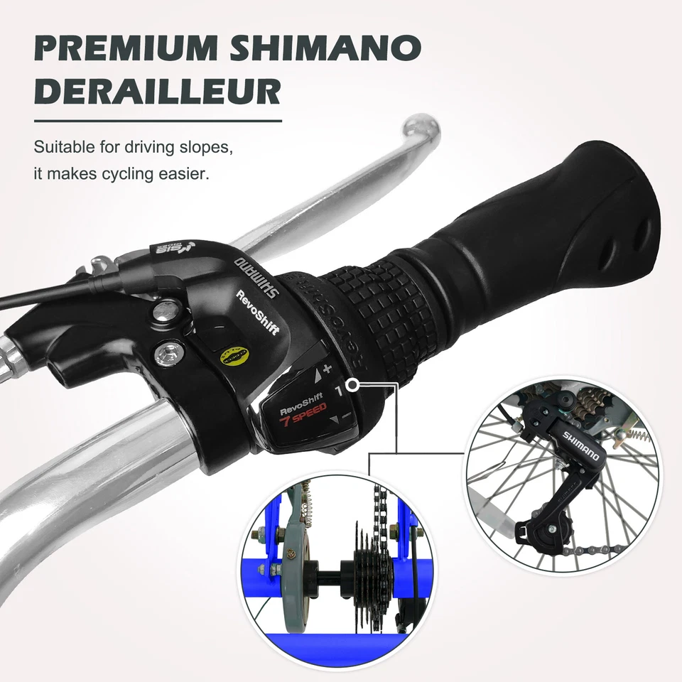 Triciclo 7 velocidades 3 rodas cruzador bicicleta 24 polegadas ao ar livre feminina masculina bicicleta com cesta - Imagem 4 de 4