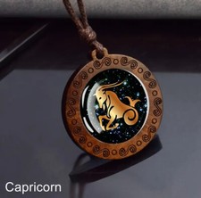 Necklace Pendant - Zodiac Sign - CAPRICORN Glass Inlay