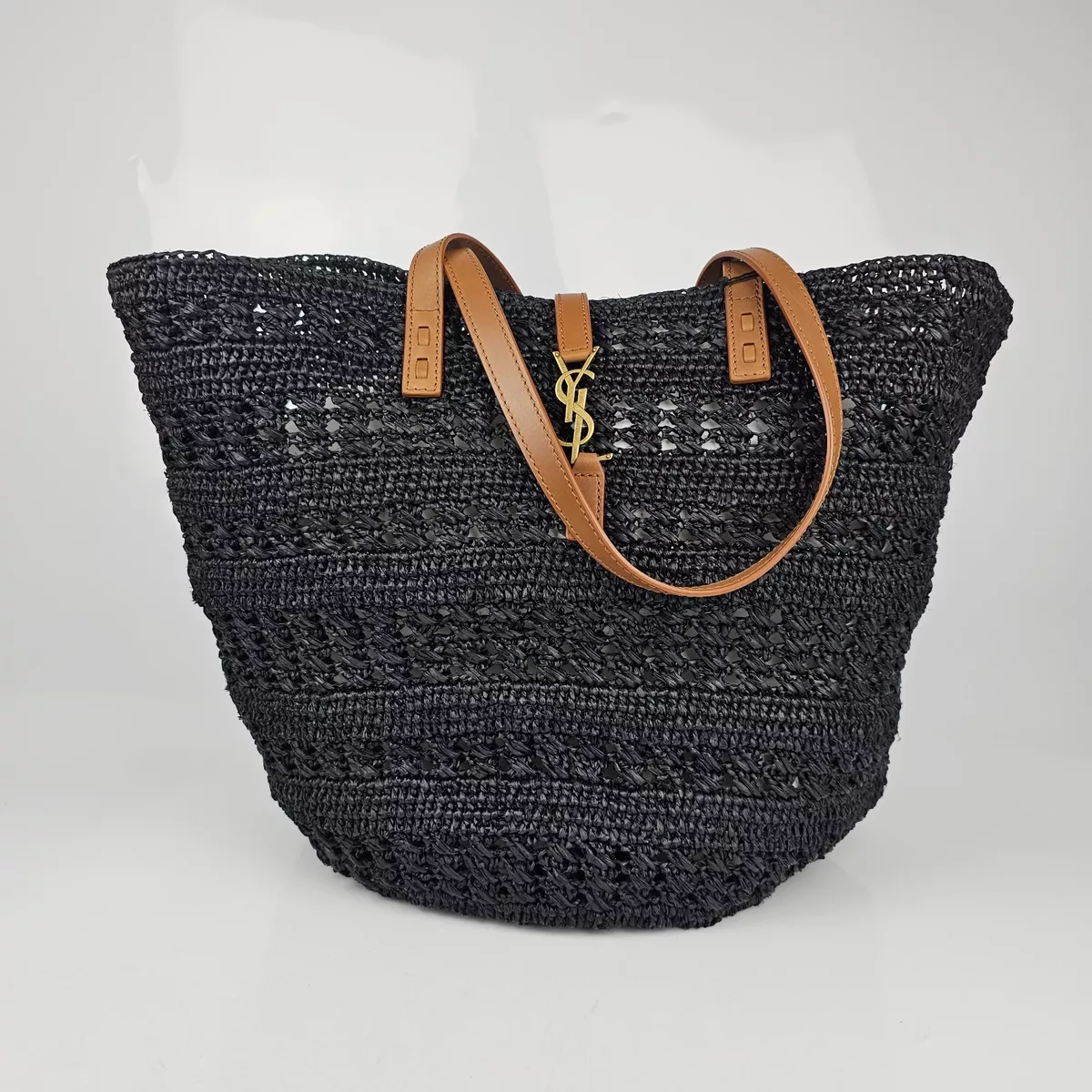 Saint Laurent Panier Medium Raffia Ysl Tote Bag