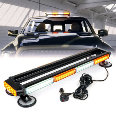 Rooftop LED Amber Emergency Warning Windshield Traffic Advisor Strobe Lights Bar