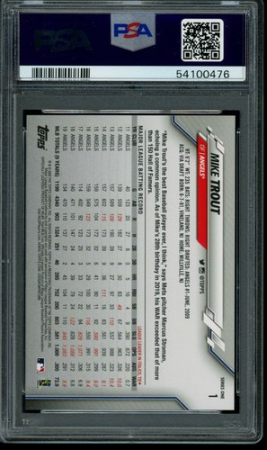 2020 Topps Complete Set Mike Trout Gold Stars #1 PSA 10 Gem Mint Card - Picture 2 of 2