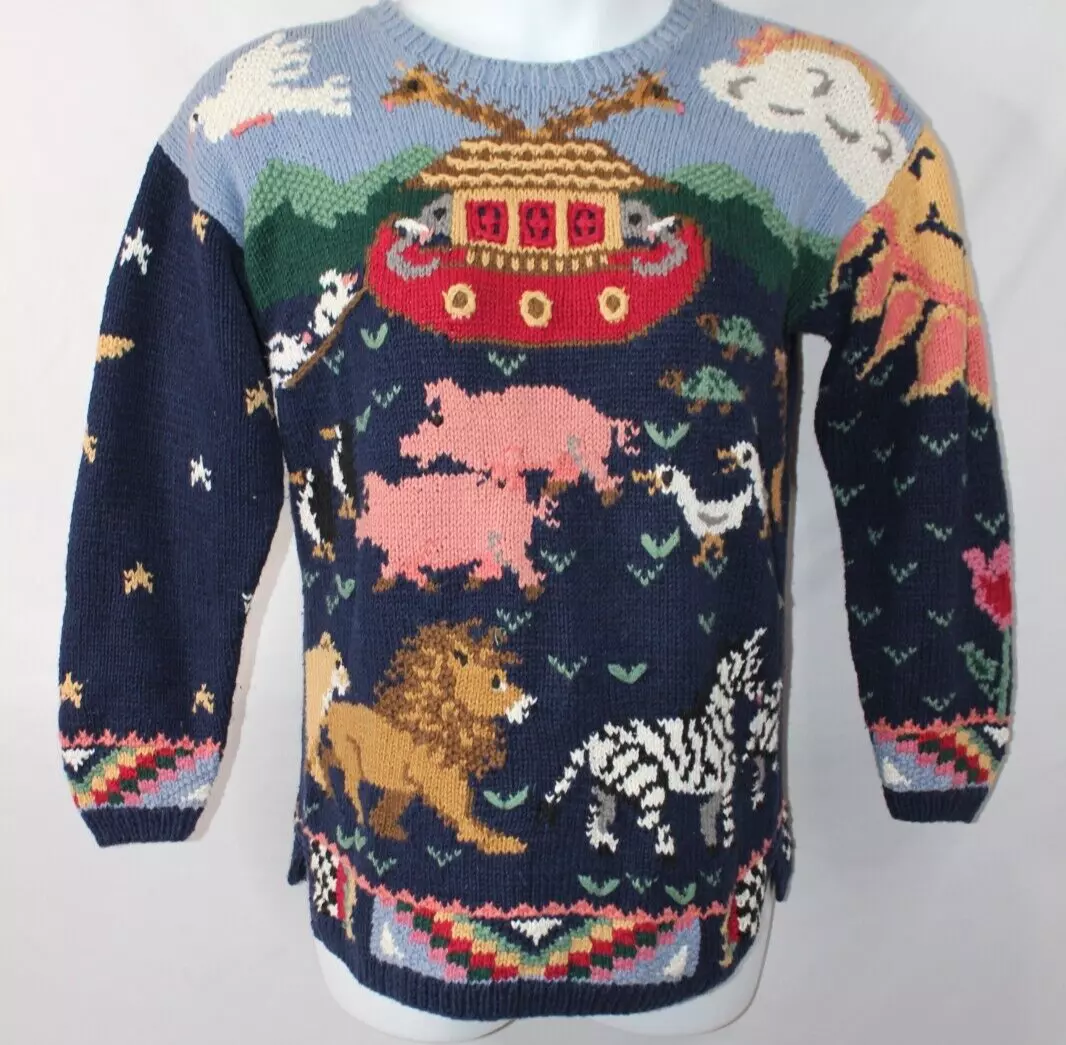 Pull tricote a la main Signatures by Northern Isles petit Arche de Noe
