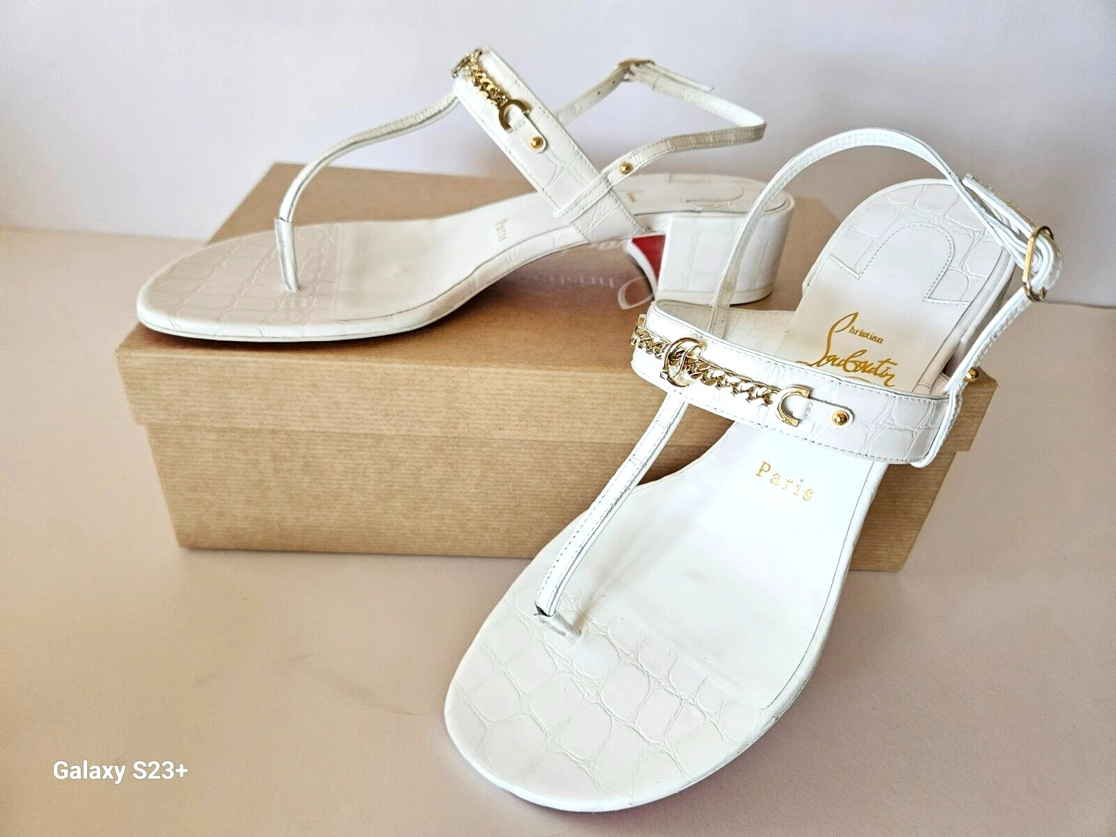 Christian Louboutin — Christian Louboutin MJ Thong Leather Croc Embossed Thong Sandal Eur 40/US 10
