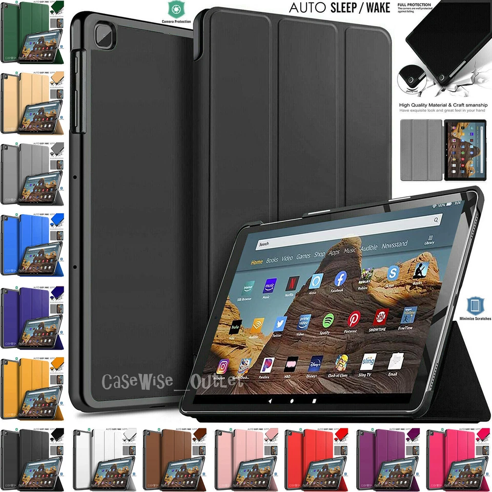 Magnetic Leather Smart Flip Stand Case Cover For Amazon Kindle Fire HD 10" 2019