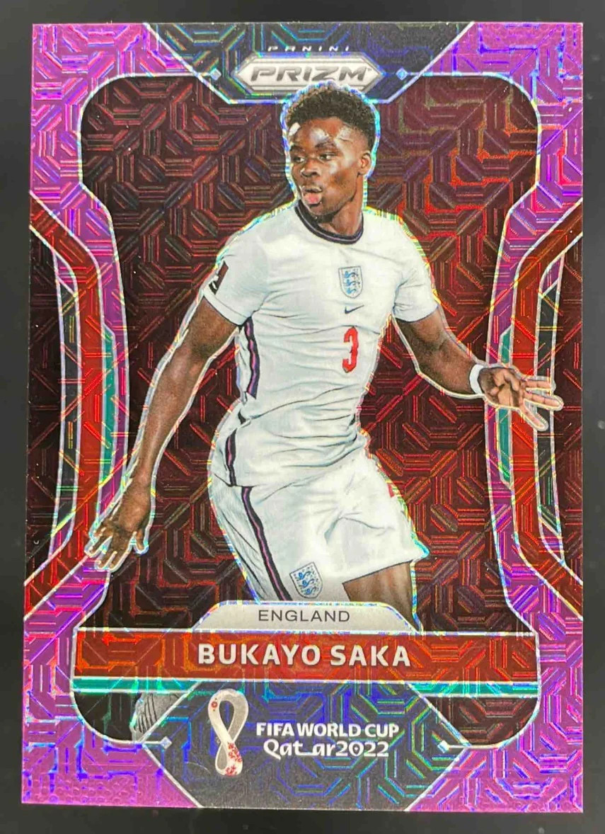 2022-23 Panini Prizm World Cup Purple Mojo #84 Bukayo Saka /49