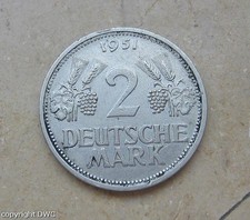 2 Mark 1951 G grapes and ears of corn hunting 386 Cu Ni collector coin rare collectible