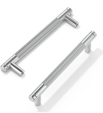 Amerdeco 10 Pack 5 Inch(128mm) Brushed Satin Nickel Cabinet Pulls Knurled Kitch