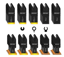 50PCS Titanium Oscillating Tool Blades, Curved Edge Oscillating Saw Blades for M
