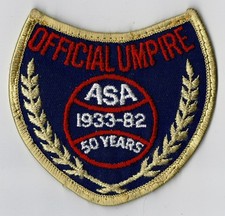 Official Umpire ASA Softbal 1933-1982 50 YEARS Patch