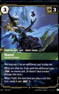 Nami - Headstrong 052/219 Rare Unleashed Riftbound Foil Near Mint