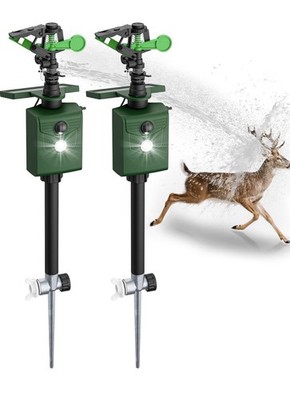 Motion-Activated Sprinkler, Solar Animal Repellent Outdoor - 2 Pack