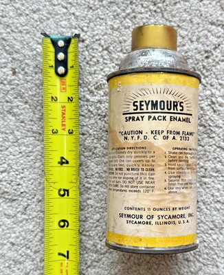 Vintage Seymour Spray Paint Can Paper Label JET BLACK Automotive Krylon Rusto