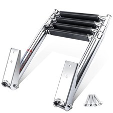4 Step Stainless Steel Telescopic Boat Ladder Pontoon Boarding Swim Marine