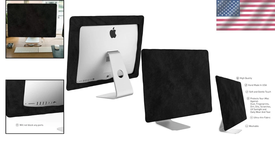 Stylish Dust Cover for iMac 24" & 21.5" Models - Handcrafted in Black Cotton - Image 2 of 4