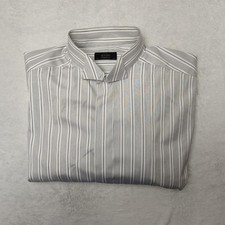 Eton Shirt Men 16.5 White Striped Ganghester Dress Long Sleeve French Cuff Work