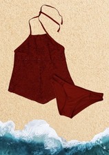 MOSSIMO Women s Lace Two-Piece Tankini Swim Set Red /Size S