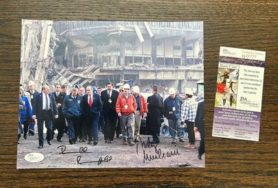 Signed Rudy Giuliani Autographed Donald Rumsfeld 8x10 JSA COA  Sept. 11, 2001