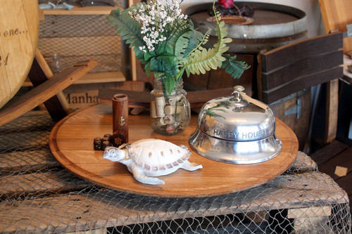 Wine Barrel Lazy Susan – Reclaimed Lid Turntable | Rustic Dining Table Decor - Picture 2 of 11
