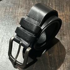 Men  s Black Genuine Leather Belt Made in Italy Silver-Tone Buckle Unbranded