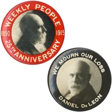 c. 1915 Daniel De Leon Socialist Labor Party Celluloid Pinback Buttons