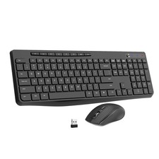Wireless Keyboard Mouse Combo 2.4G Full Size Ergonomic 12 Shortcut Keys PC