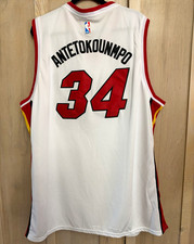 Nike Miami Heat Giannis Antetokounmpo 34 Basketball Jersey White/Red/Black