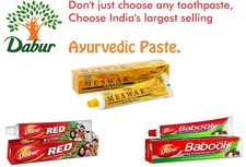 Dabur Toothpaste Meswak ,Red, Babool Miswak Herbal Non Flouridated Dental Care