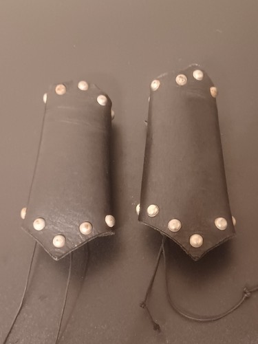 Black Leather Gauntlets Pair  Medieval Rein Faire