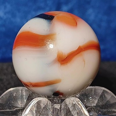 Vintage Peltier Glass NLR ''Orange Rebel'' Marble. Mint(-) .68'' Uv Active