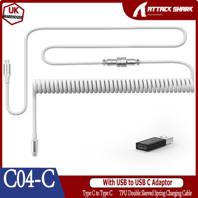 ATTACK SHARK C04-C Spiralkabel mit USB auf USB C Adapter für mechanische Tastatur