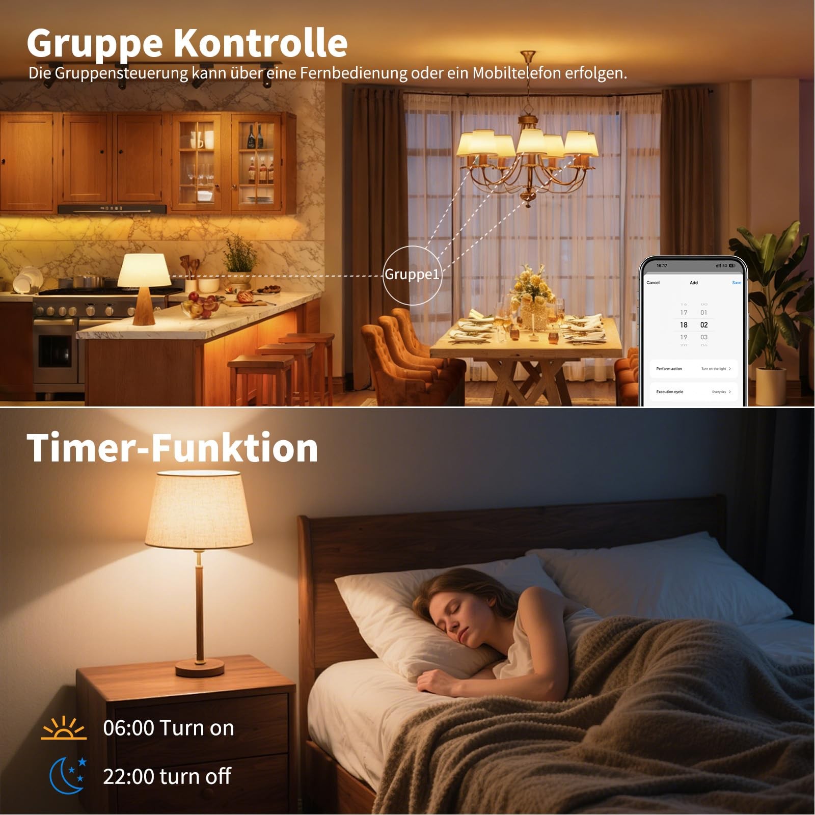 Ampoules LED E14 dimmables connectées à luminosité réglable par smartphone - 4