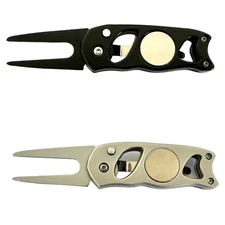 NEW Golf Switchblade Divot Pitch Mark Repair Tool w/ Ball Marker & Pocket Clip