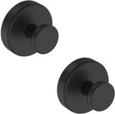 Suction Cup Hooks 2 Pack Removable Shower Bathroom Towel & Robe Hangers Black