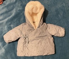 Baby Girl Blue Starry Puffa Coat with Fluffy Lining 0-3m Zara